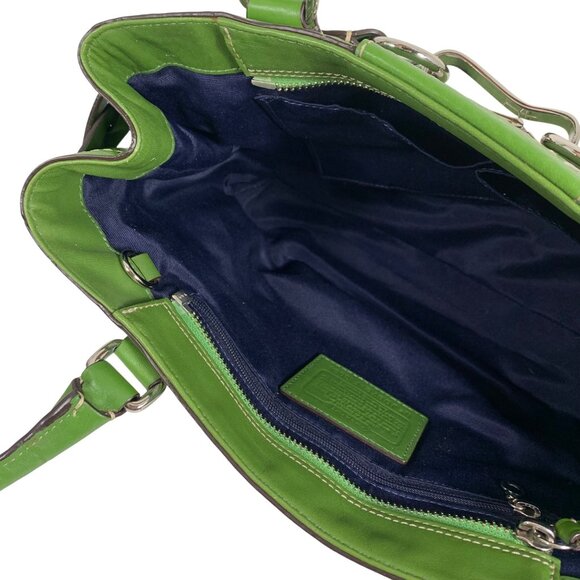 COACH Hamilton F13084 Green Leather Braided Belt Zip Top Shoulder Bag + Tag/Fob - Picture 11 of 13